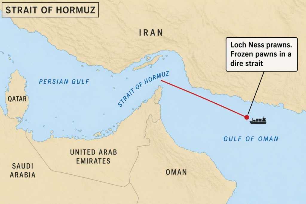 Loch Ness prawns frozen in Strait of Hormuz